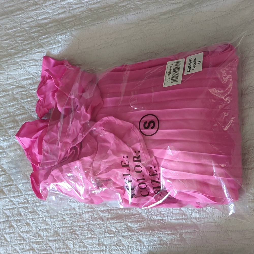 Pink Lily Pink Accordion Halter Dress